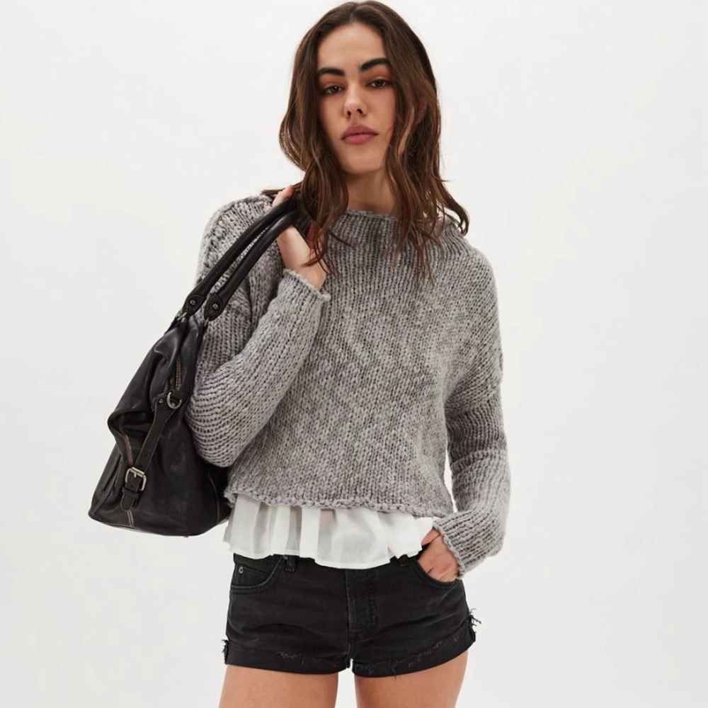 FREE PEOPLE OPAL ROLLNECK KNIT SWEATER (GREY FLANNEL)